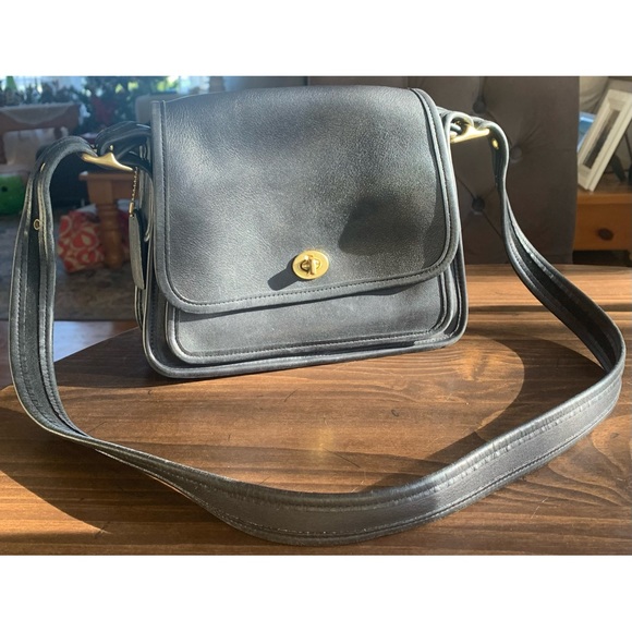 Coach Bags Vintage Black Leather Coach Rambler Crossbody Purse